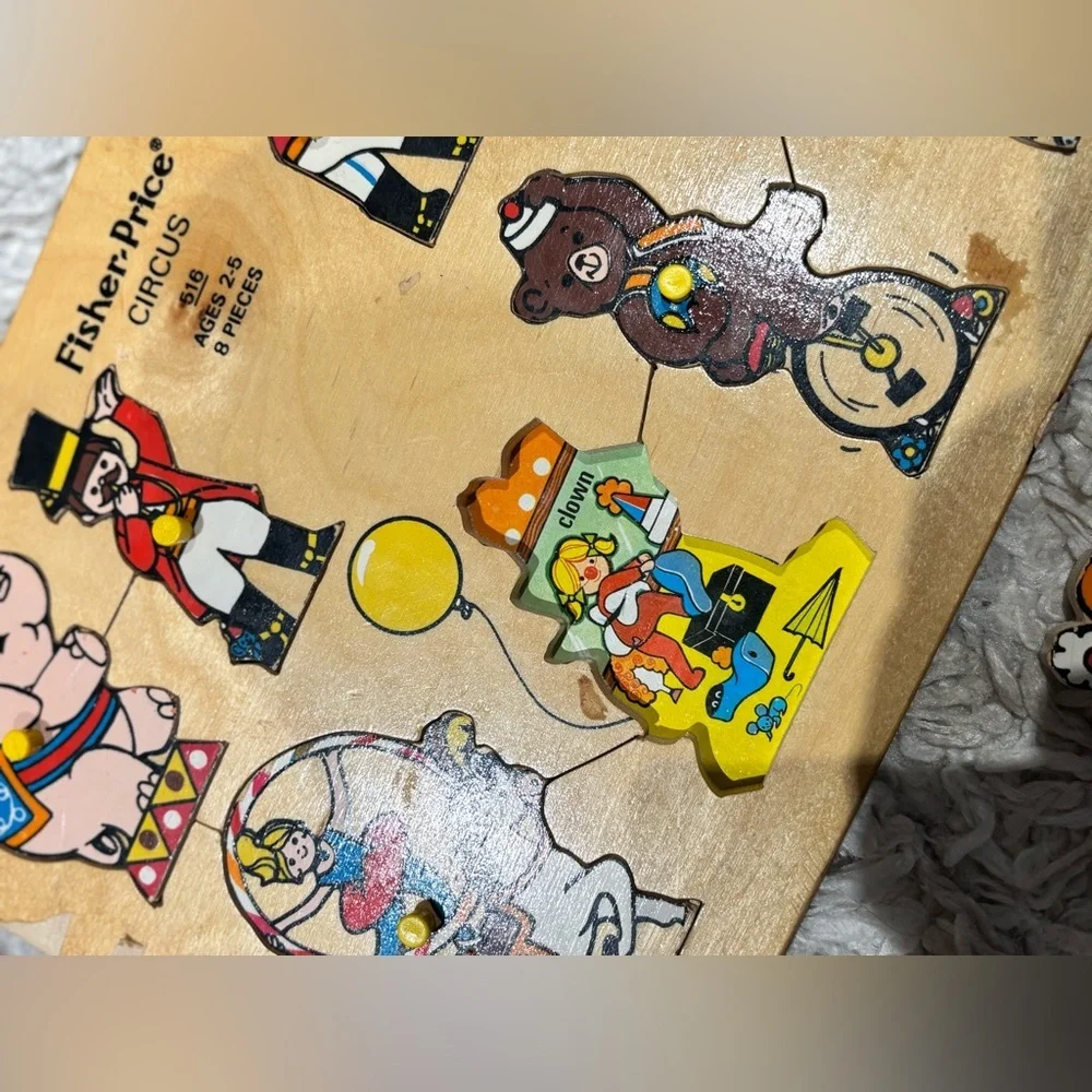 1971 Vintage Fisher Price Wooden Circus Puzzle